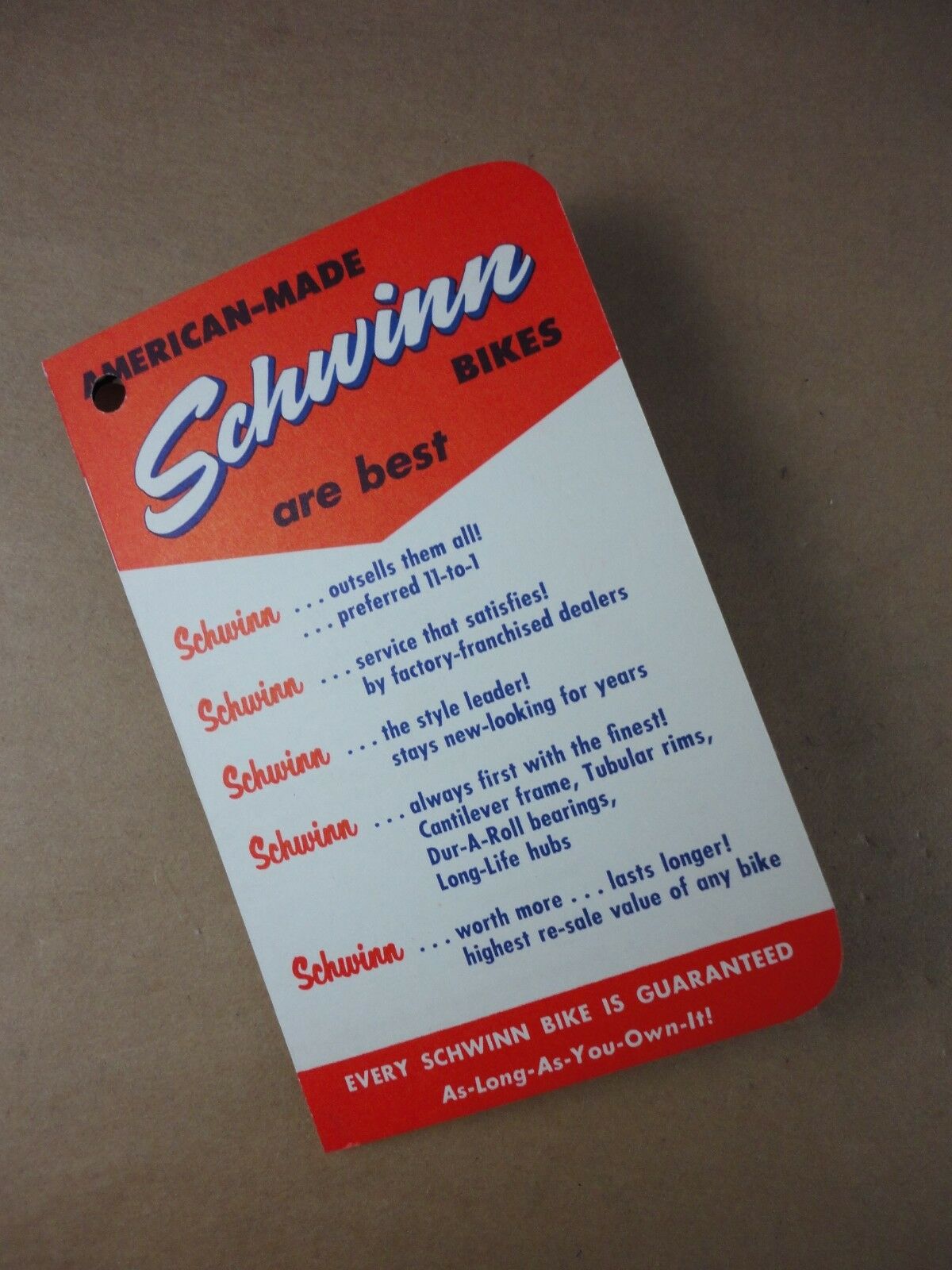 Schwinn Bicycle Original Dealer Showroom Price Tags-nos 1950's - 1960's
