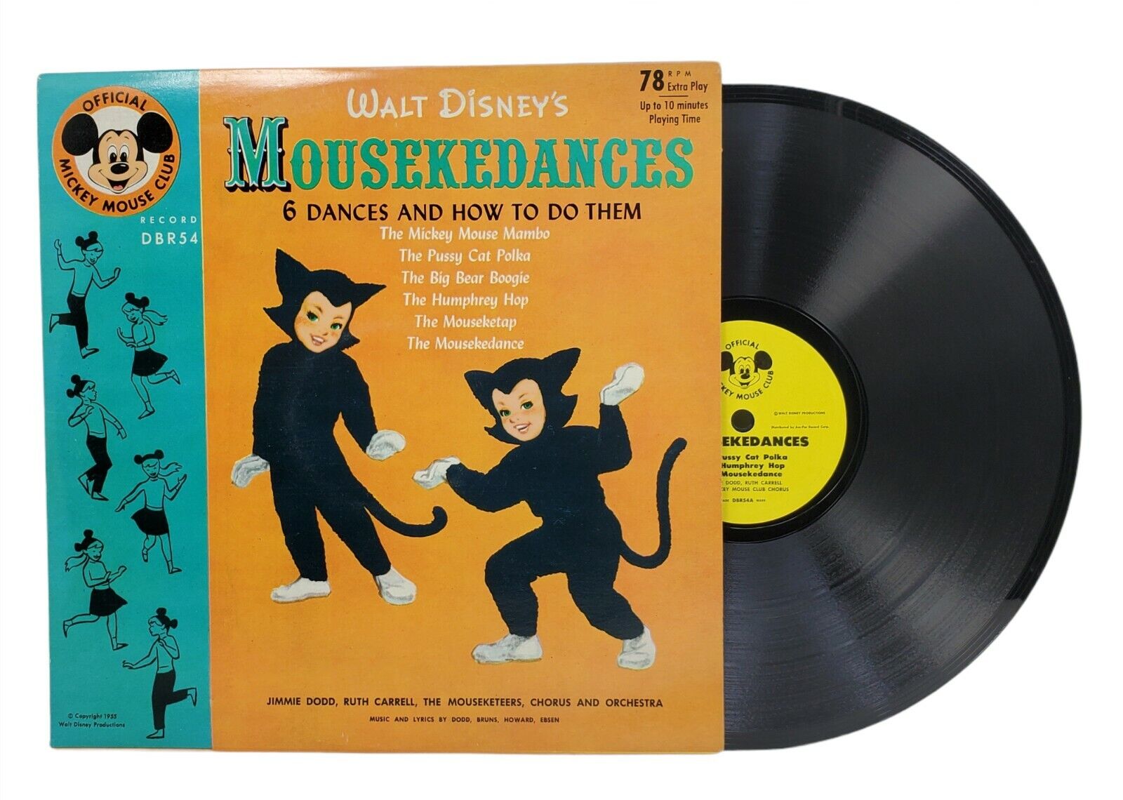 1955 Walt Disney's Mousekedances Rare Mislabled 78rpm 10" Ep Record Dbr 54