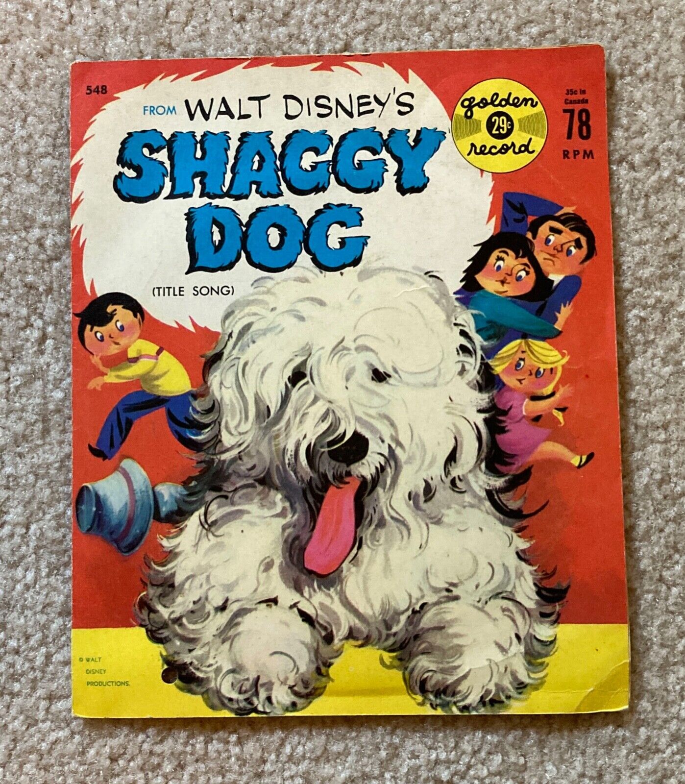 Walt Dsney's Shaggy Dog Golden Record Yellow 78 #548