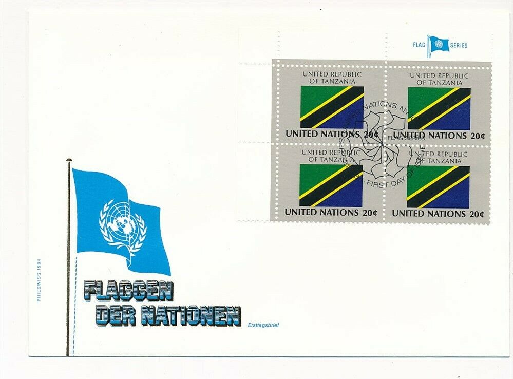D112974 Flag Series Tanzania Fdc United Nations New York Bureau