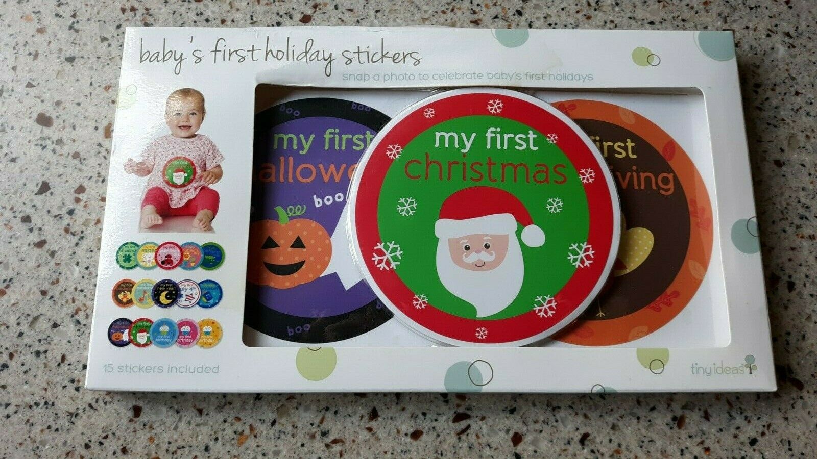 Tiny Ideas  ~ Baby's First Holiday Stickers  ~ 15 Stickers  New