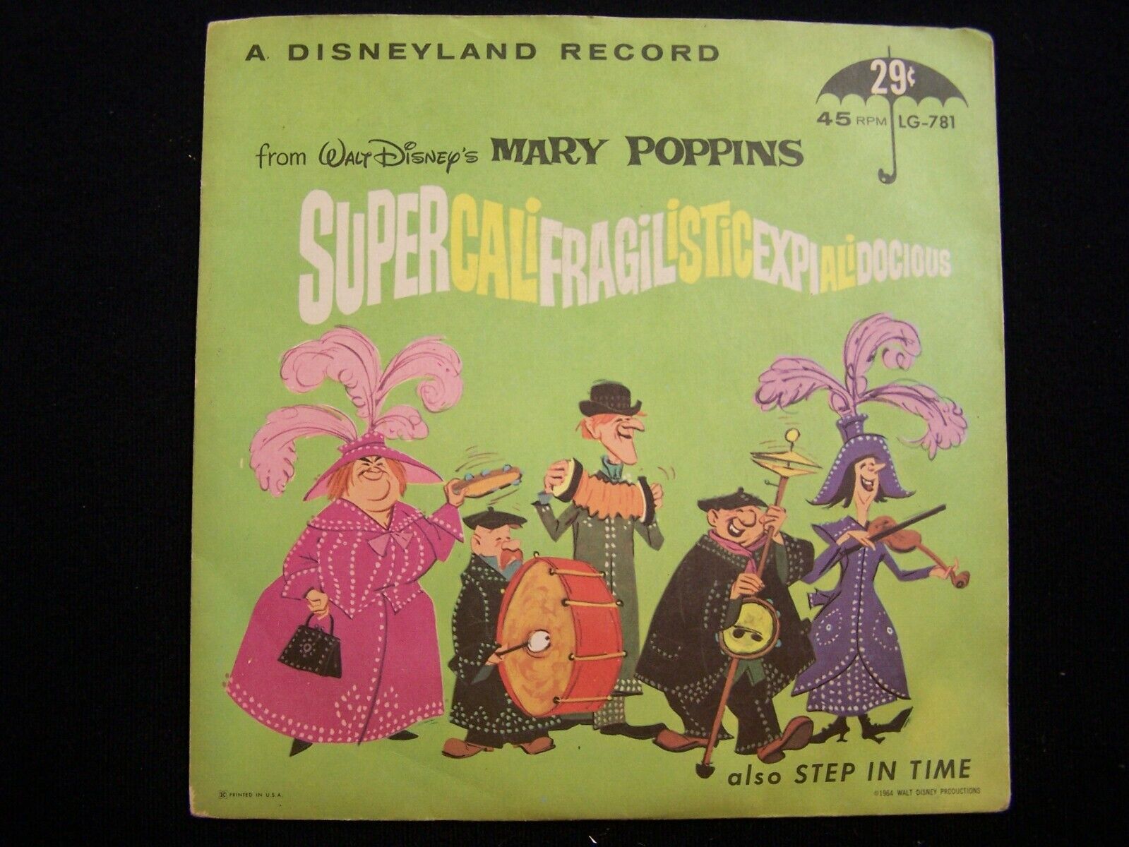 Vintage 1964 Wdp Disney Mary Poppins 45rpm Record & Picture Sleeve