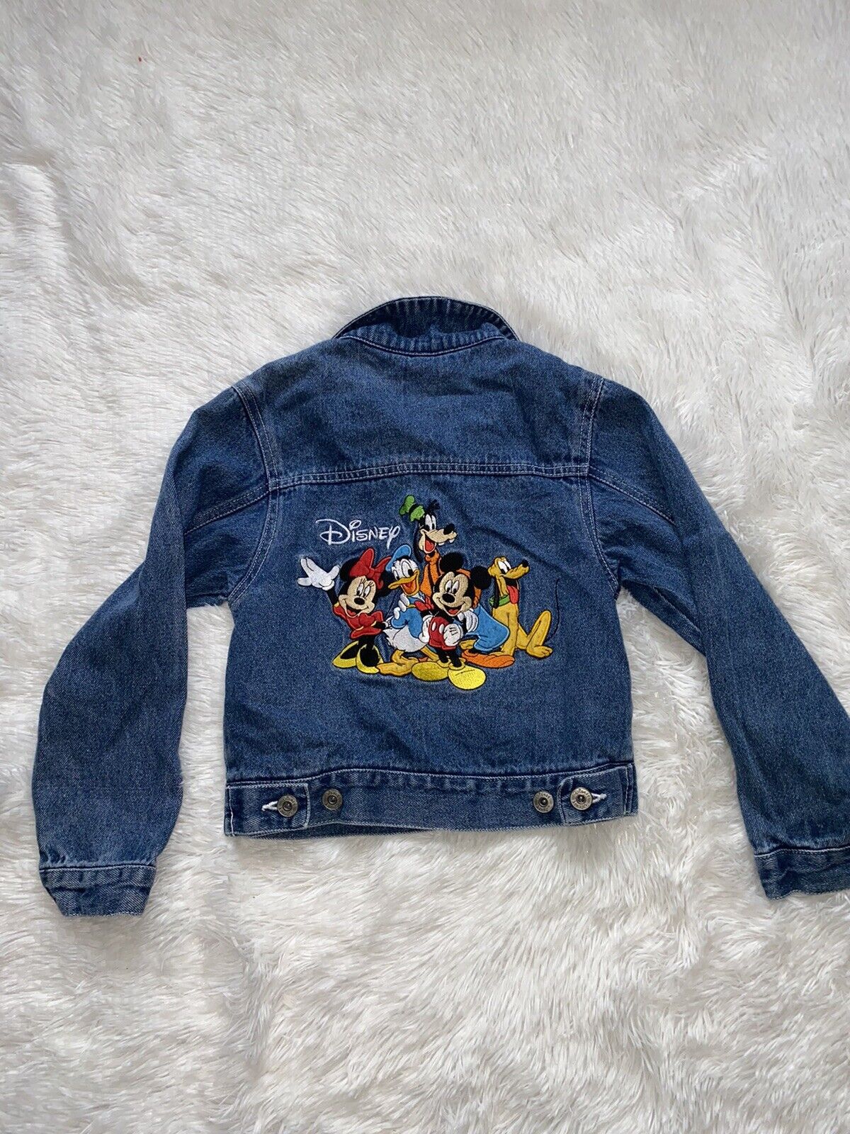 Disney Kids Embroidered Mickey And Pals Blue Denim Jean Jacket Kid Sz 7/8