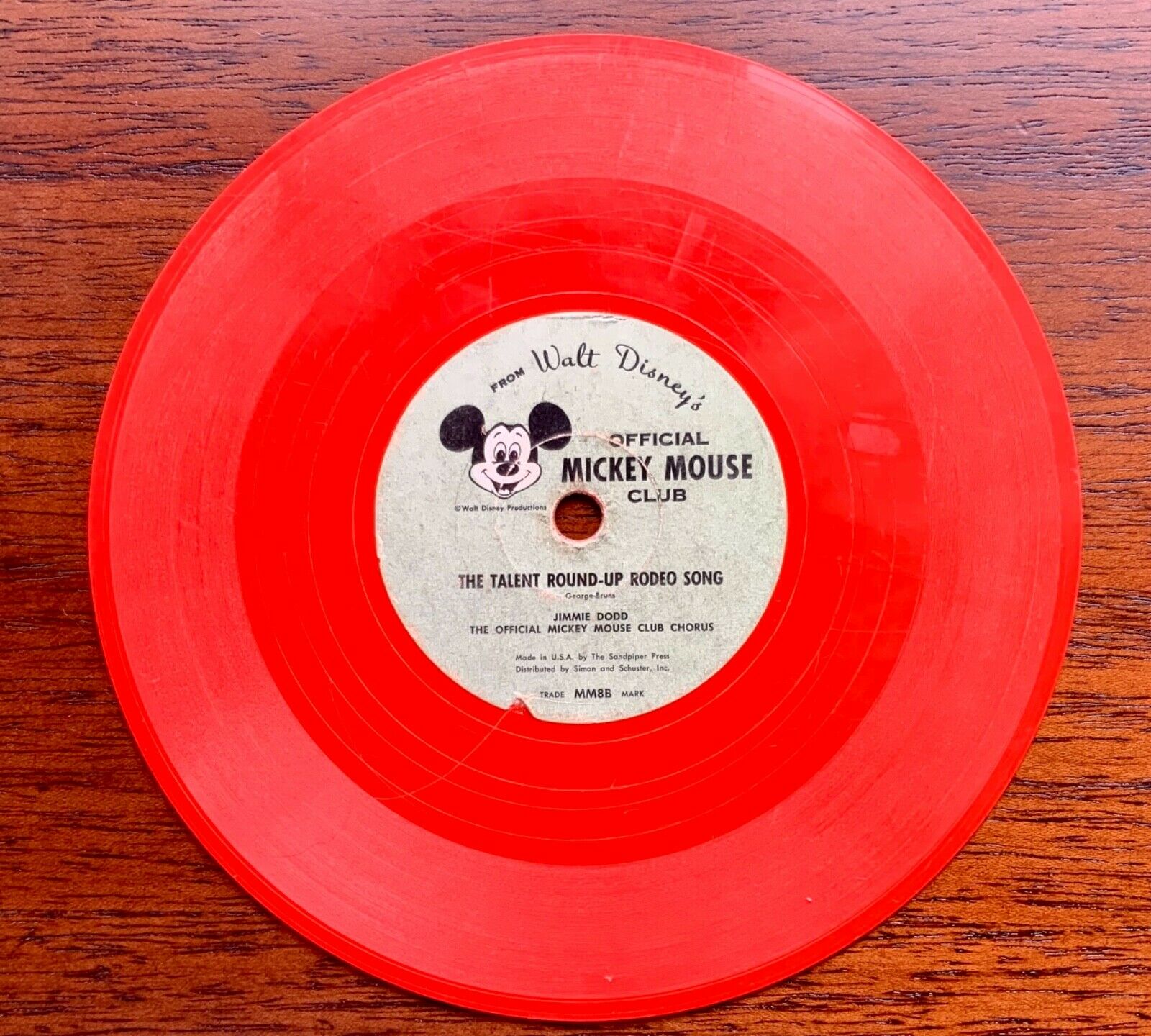 Walt Disneys Mickey Mouse Club 78 Rpm Orange Vinyl Record Mouseketeers Songs
