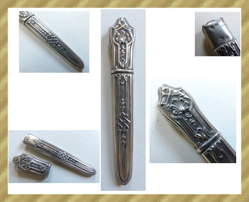 Antique French Sold Silver Needle Case 1890's (#6)