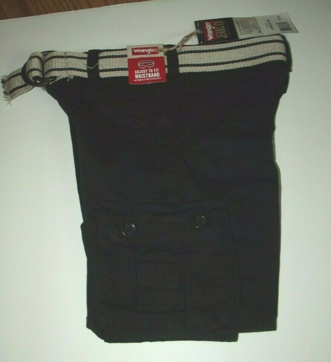 Boys Wrangler Cargo Shorts~size 4~black Belted~adjust To Fit Waistband~nwt