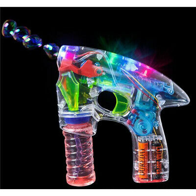 7" Transparent Light-up Bubble Blaster Led Lights Great Party Favor Flashing Gun