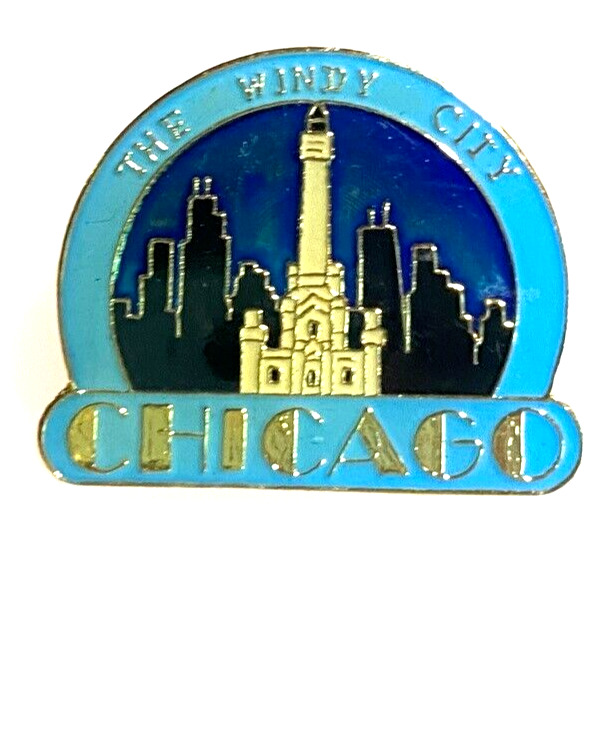 Vintage Chicago The Windy City Pin Epoxy Overlay