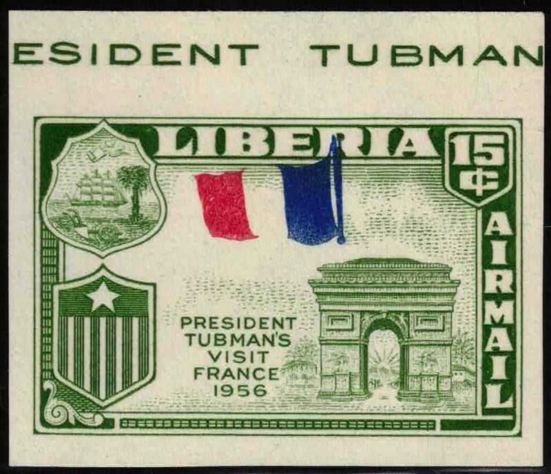 Liberia #c115 Pres. Tubmans Visit. Imperf With Inverted France Flag Error Stamp