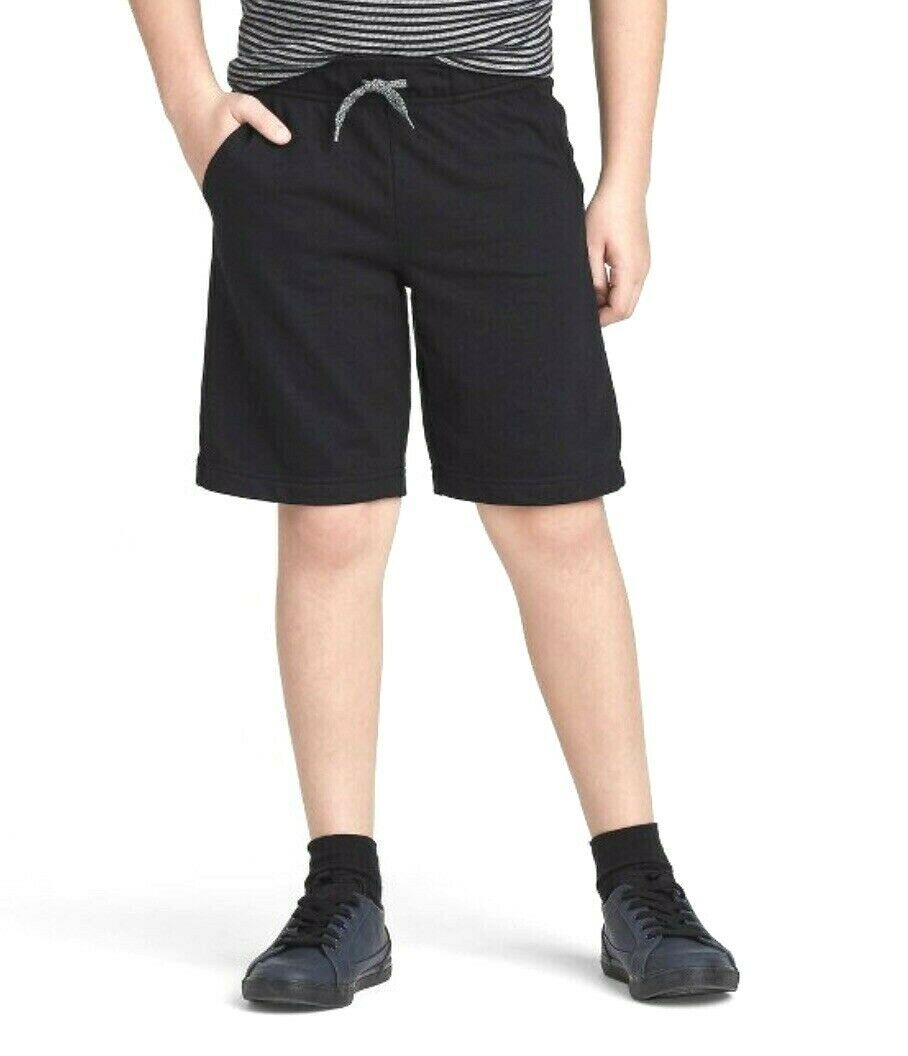 2 Pairs! Cat & Jack Boys Pull-on Knit Shorts Draw String Black Size Small (6/7)
