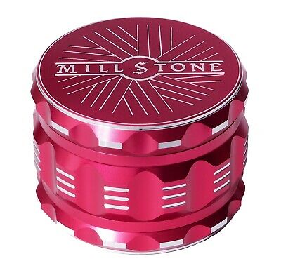Millstone Tobacco Herb Grinder 4-piece Metal 2.5 Inch Large Magnetic Top Red