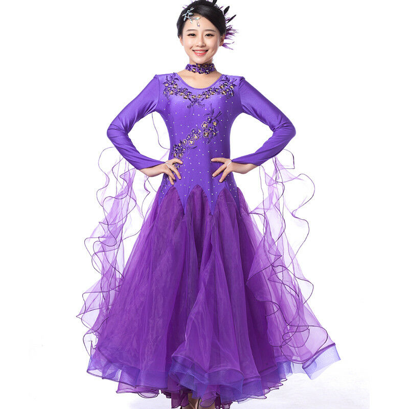 Latin Ballroom Competitio​n Dance Dress Modern Waltz Tango Standard Dress#n052