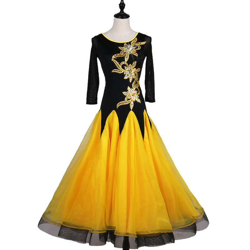 New Latin Ballroom Dance Dress Modern Salsa Waltz Standard Long Dress#f283