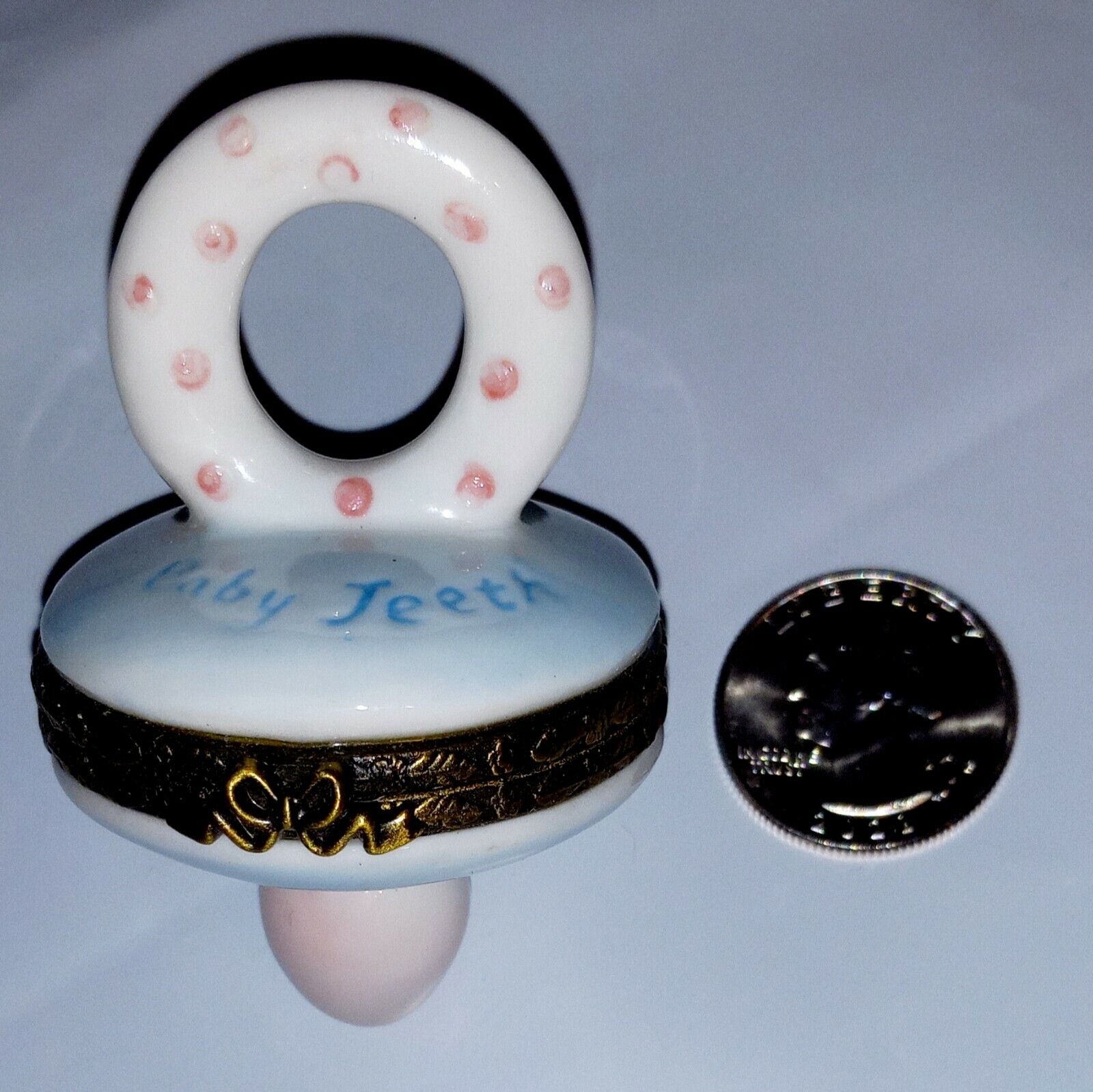Pacifier  Shape Baby Teeth/ Tooth Ceramic  Keepsake Holder Trinket Box~ Unisex~