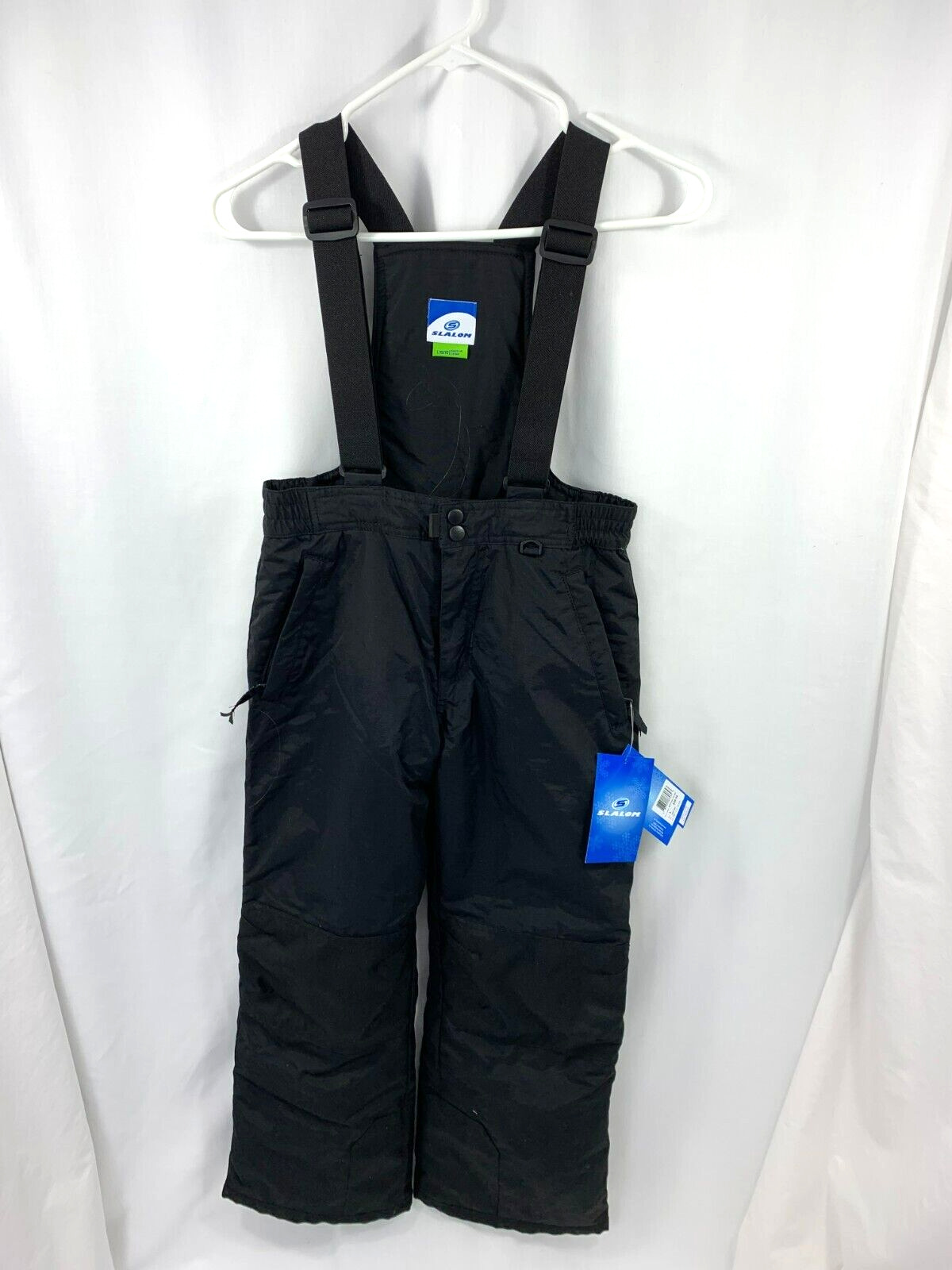 Slalom Black Nylon Zip Up Bib Snowpants Sz Large Nwt