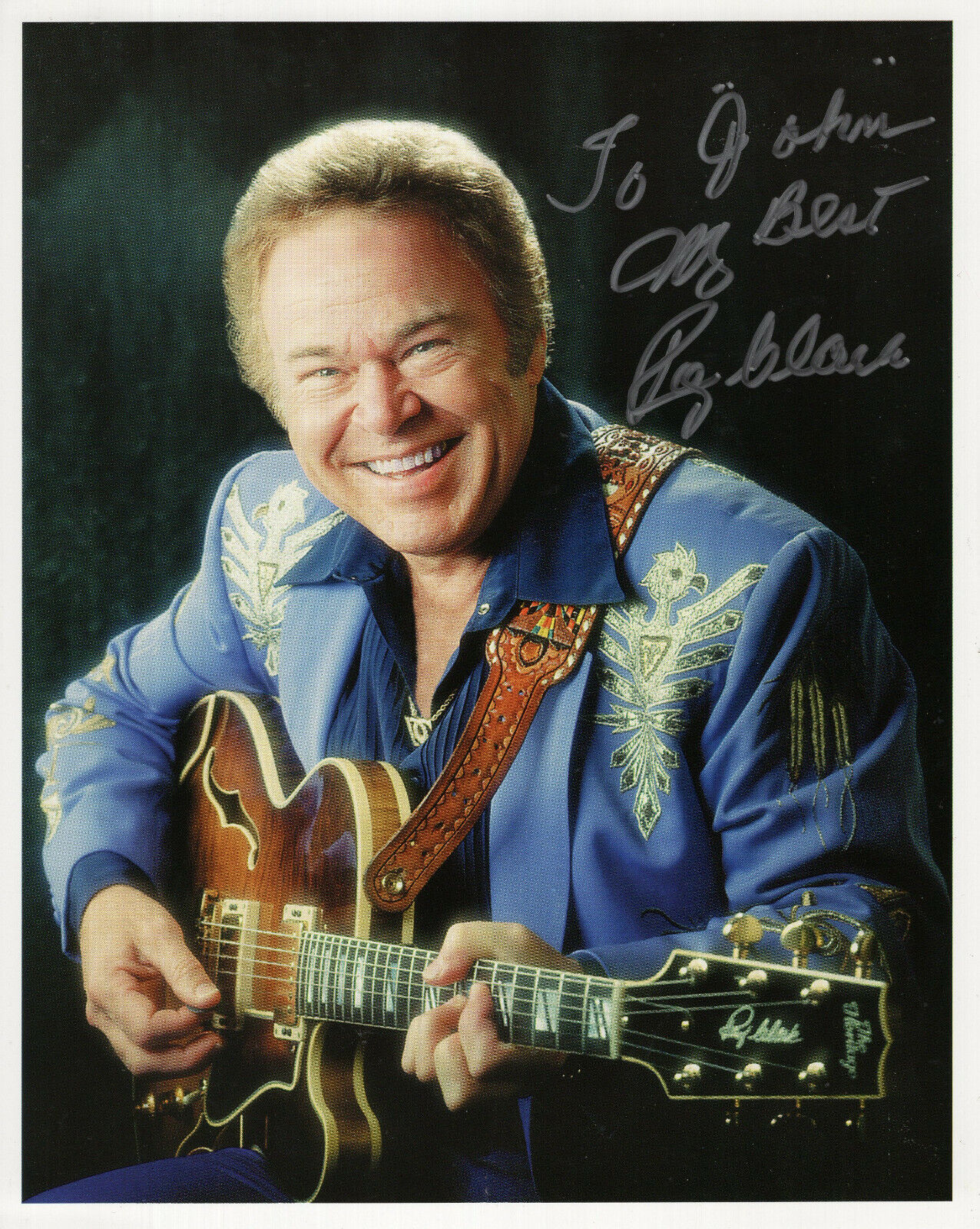 Roy Clark Hand Signed 8x10 Photo+coa          Great Pose With Guitar     To John