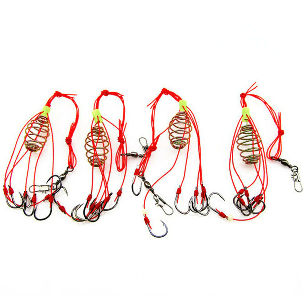 4 Pcs Explosion Fishing Lure Bait Barbed Hook Trap Carp Fish Tackle Feeder Cage