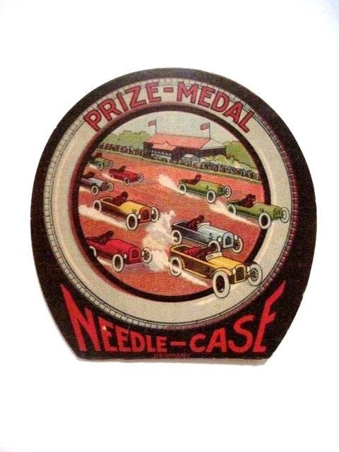 Great Vintage "needle-case" W/ Vintage Color Cars Pictured - Made In Germany   *