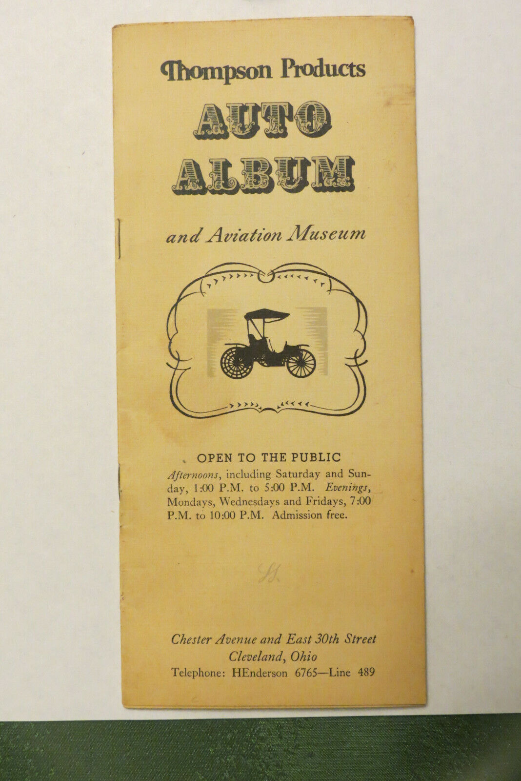 1943 Thompson Auto And Aviation Museum Cleveland Ohio Brochure