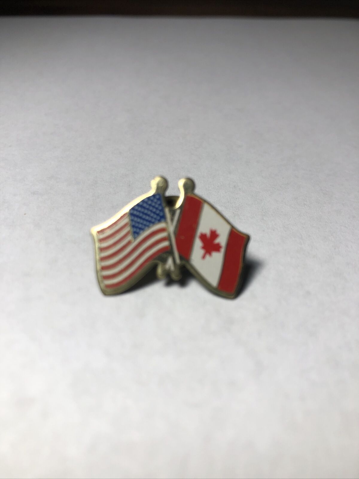 Usa & Canada Flags Enamel Pinback Collectible Lapel Pin