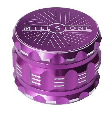 Millstone Tobacco Herb Grinder 4-piece Metal 2.5 Inch Large Magnetic Top Purple