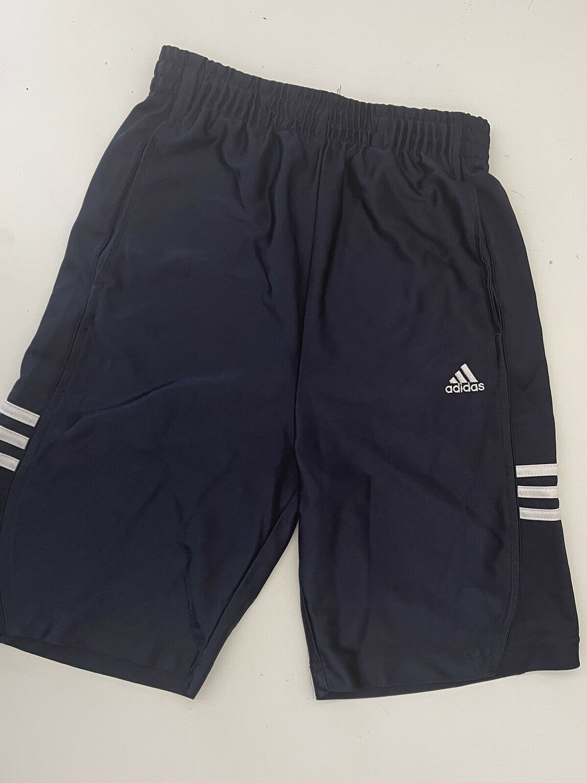 Adidas -athletic Boys Navy Athletic Shorts With Pockets Sz: Small