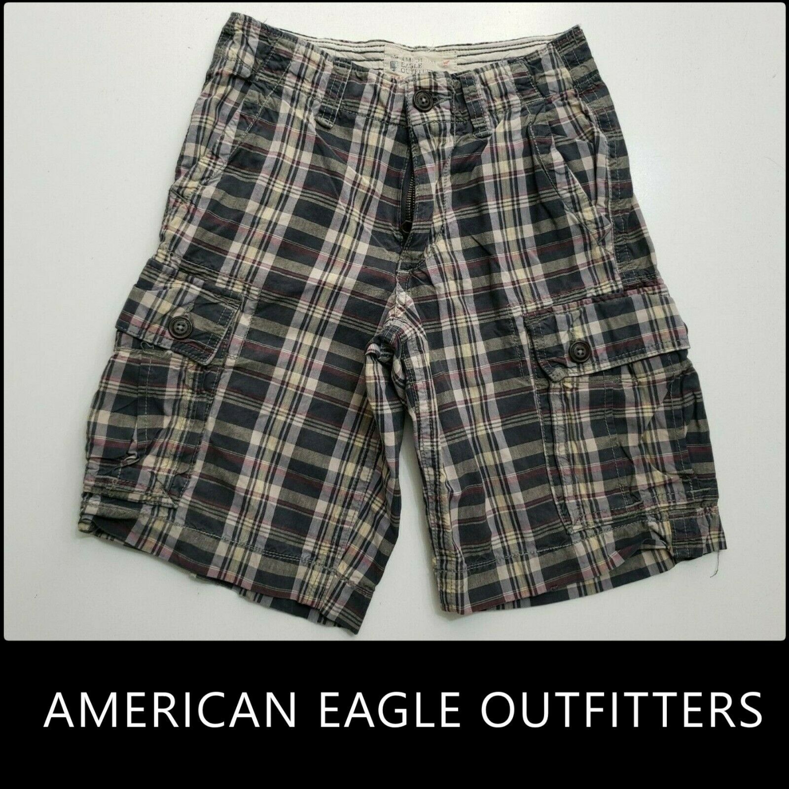 American Eagle Outfitters Classic Length Youth 26 Plaid & Check Cargo Shorts
