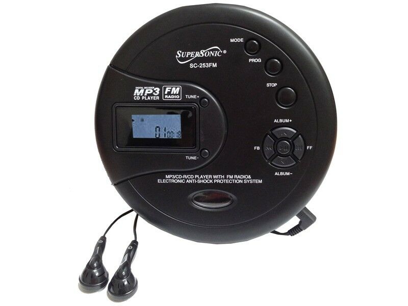 Supersonic Sc-253 40 Sec Anti-shock Personal Mp3/cd/fm Radio Player +headphones