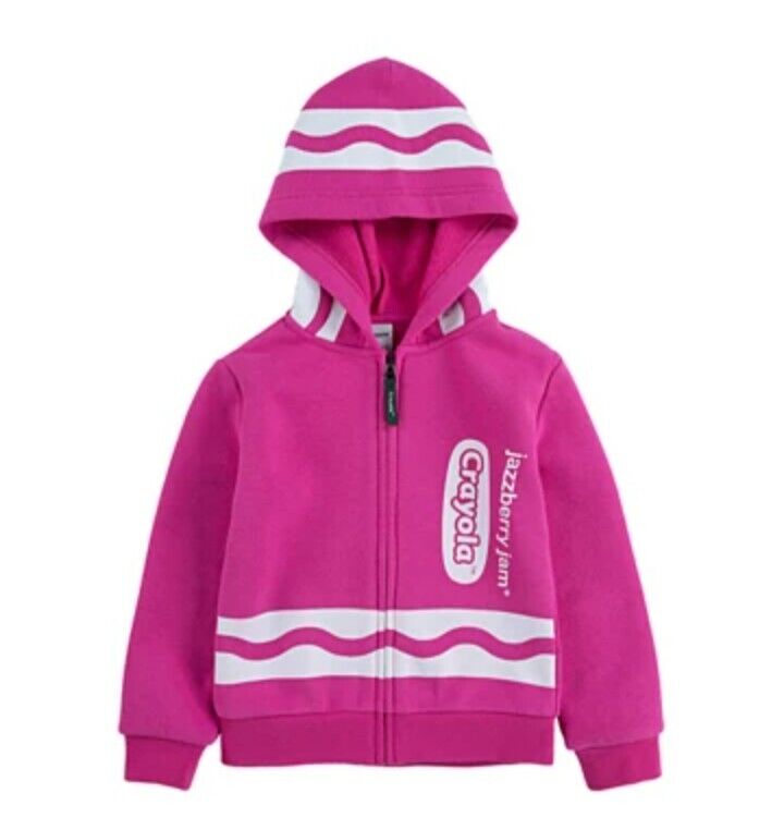Crayola Crayon Hoodie Fuschia Kids Full-zip Pink Jacket, Kid’s Size 3t