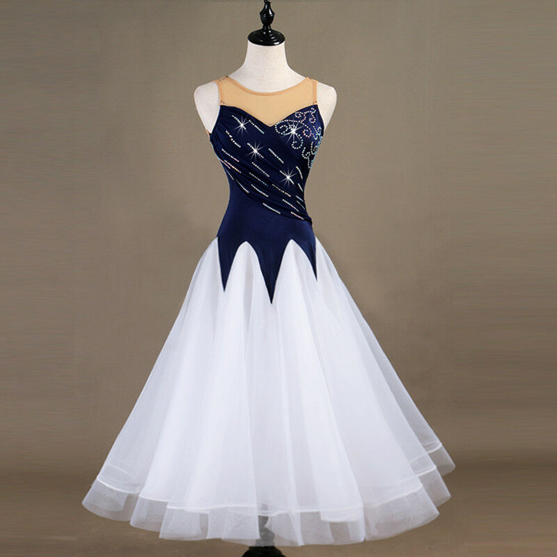 New Latin Ballroom Dance Dress Modern Salsa Waltz Standard Long Dress#f398